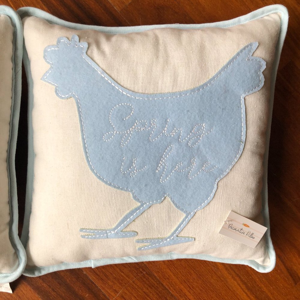 NEW Adorable Spring is Here Accent Chicken Pillows (2) - Picture 2 of 7